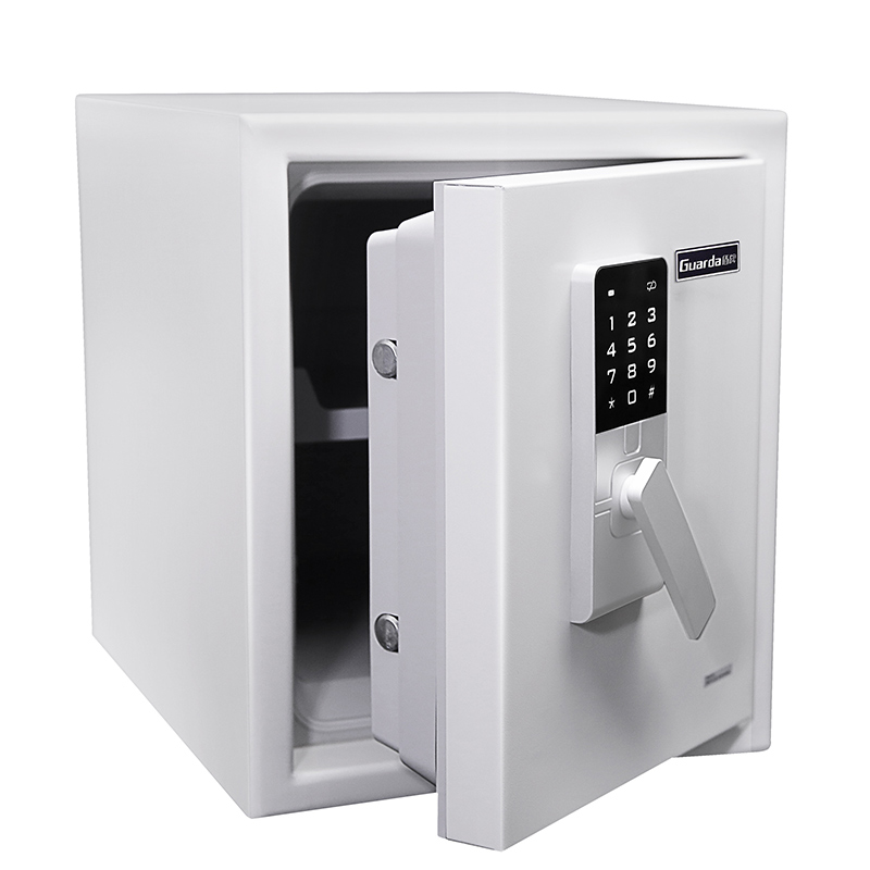Small Fire and Waterproof Safe Model 3091ST in white and half open